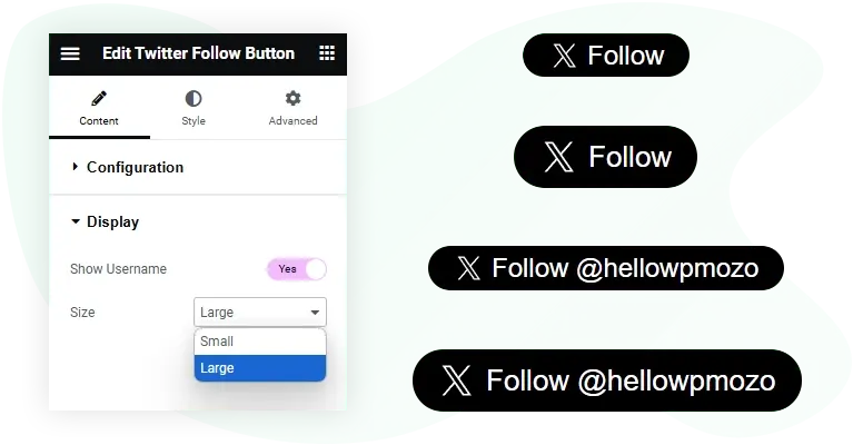 Elementor Twitter Follow Button