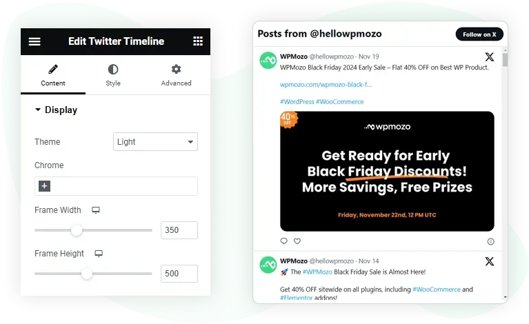 Elementor Twitter Timeline