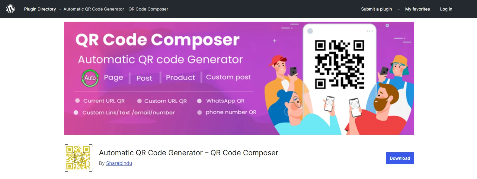 Automatic QR Code Generator – QR Code Composer WordPress plugin.