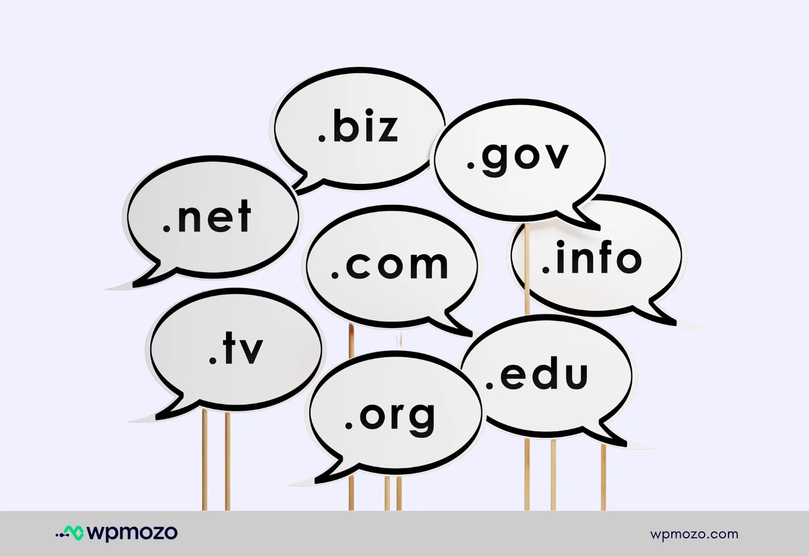 Different domain name extensions.