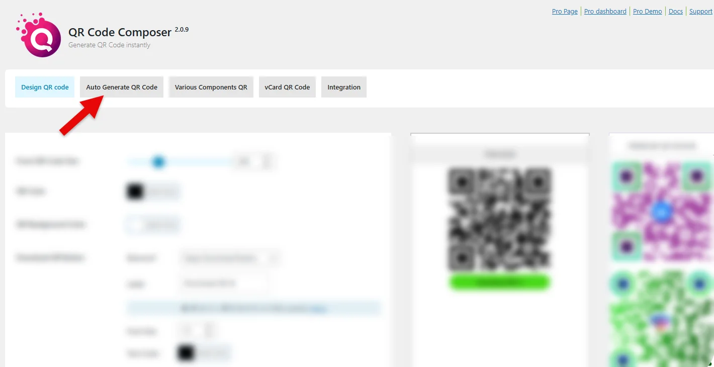 QR Code generator WooCommerce tab switching.