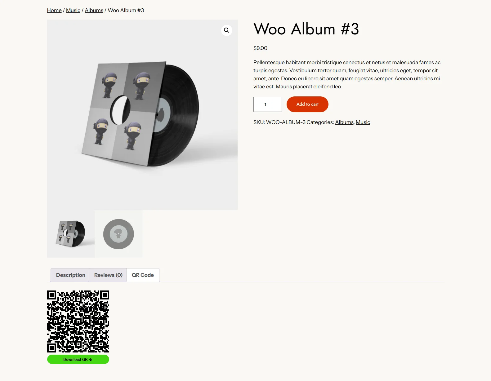 WooCommerce QR code on product page.