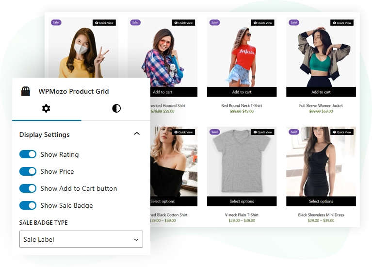 Show hide WooCommerce product grid elements