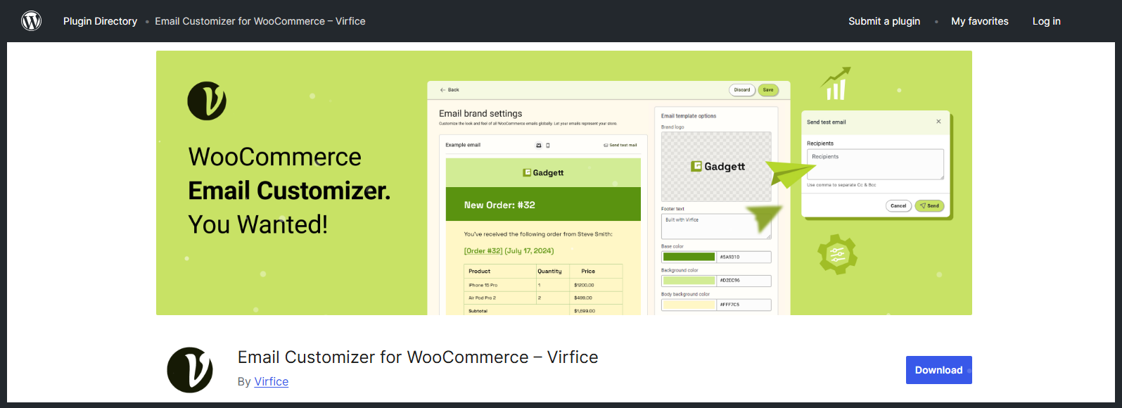 Virfice WooCommerce Emails customizer for Social Icons.