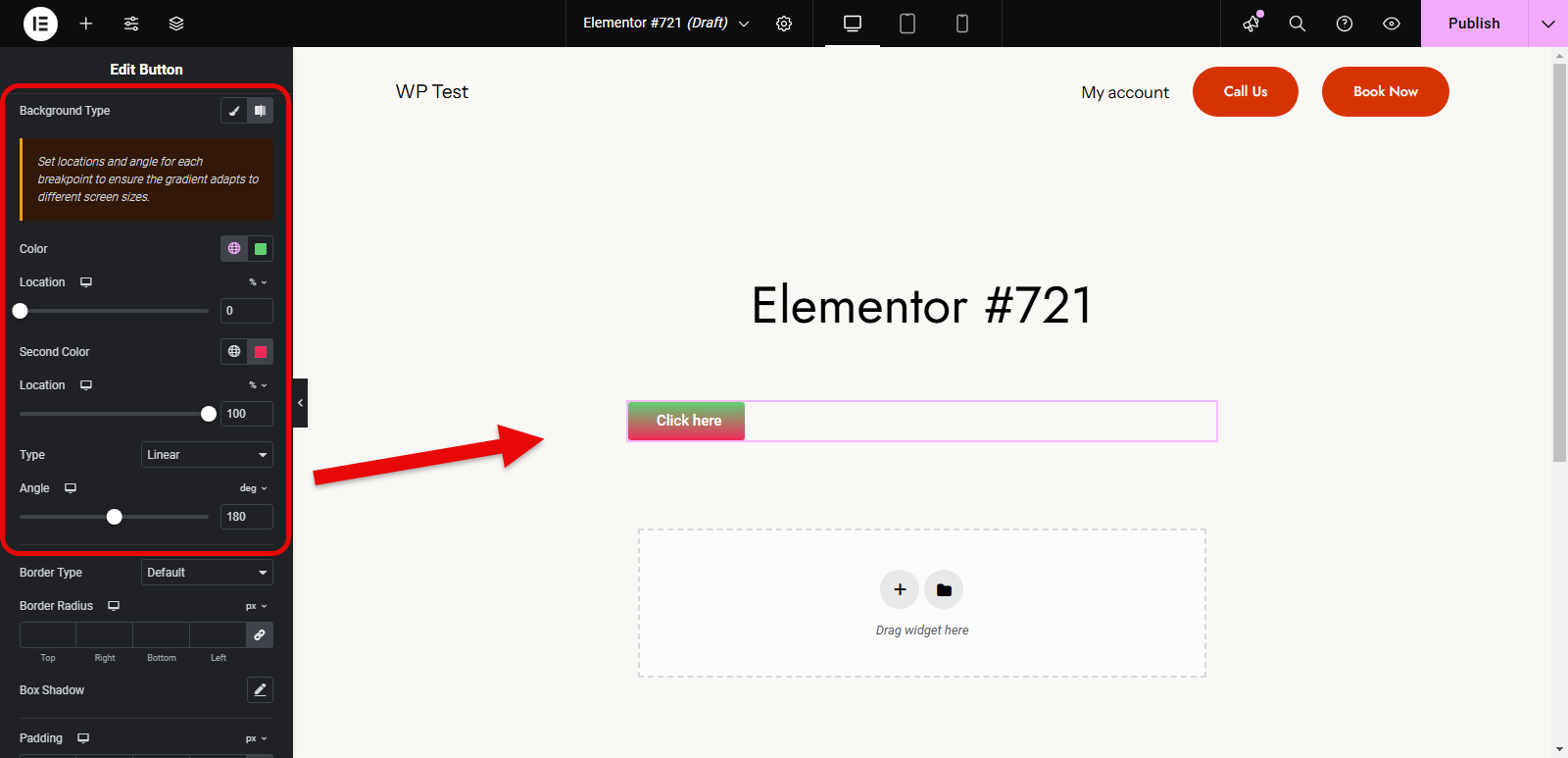 Gradient Button in Elementor.