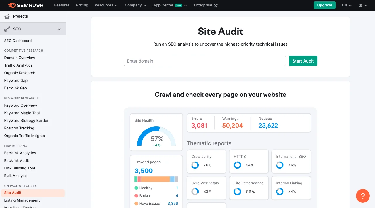 Site audit tool.