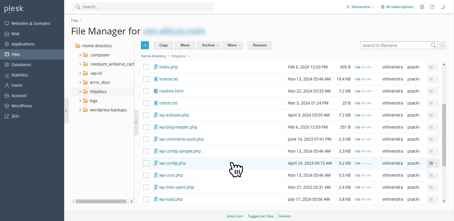 wp-config.php file in the root directory.