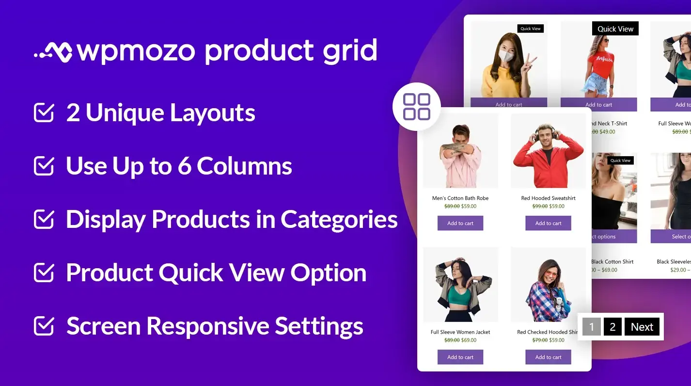 WPMozo Product Grid for WooCommerce