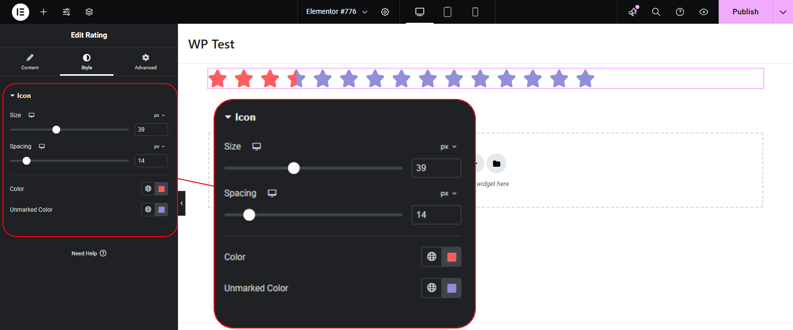 Customized Elementor Rating