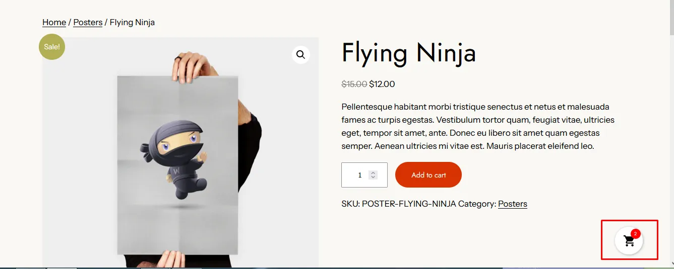 Floating Mini Cart on a product page.