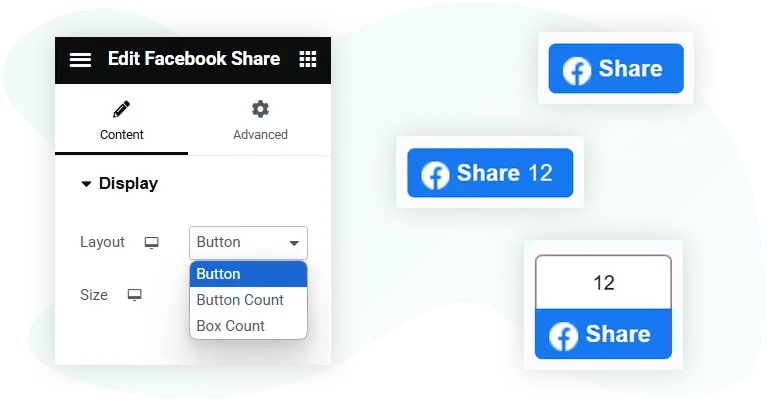 Elementor Facebook share