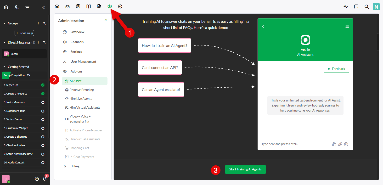 Accessing tawk.to AI assist