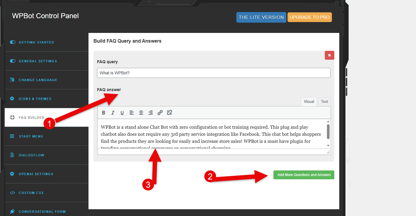 Adding FAQs WPBot plugin.