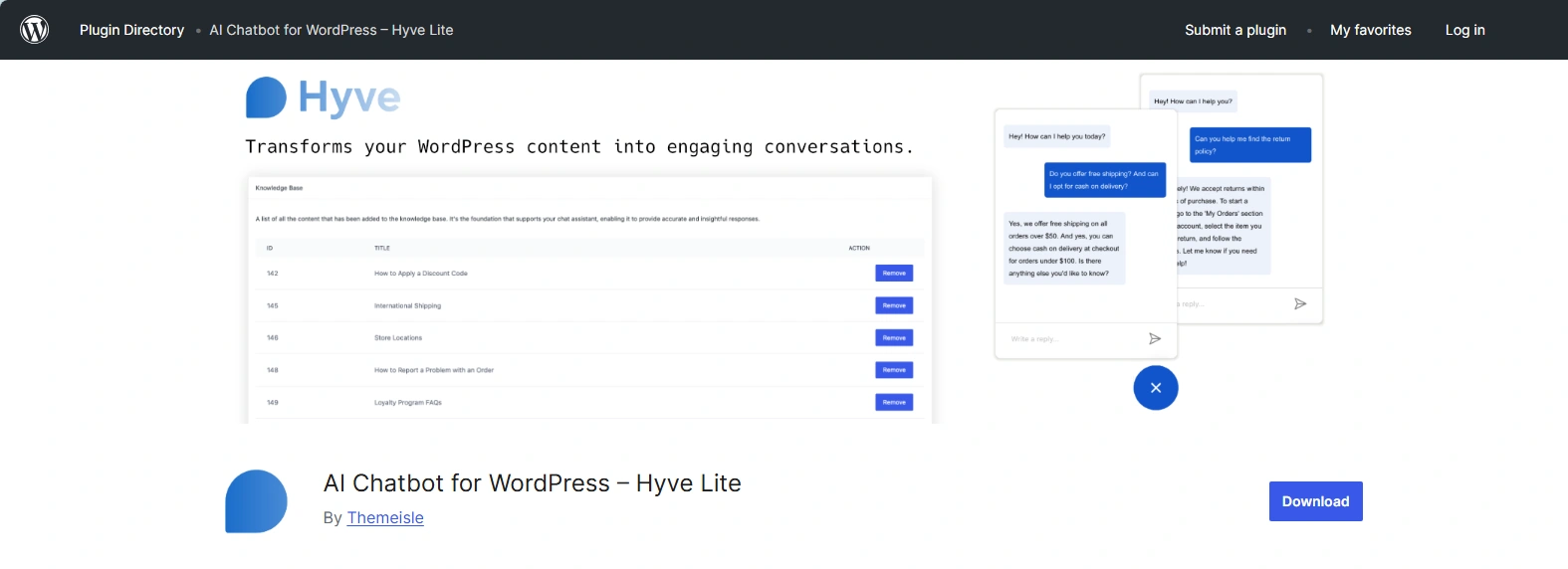 Hyve Chatbot for WordPress