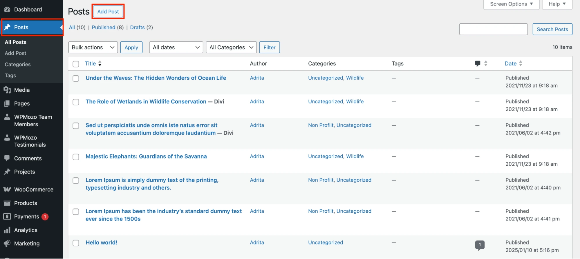 Adding post in Elementor