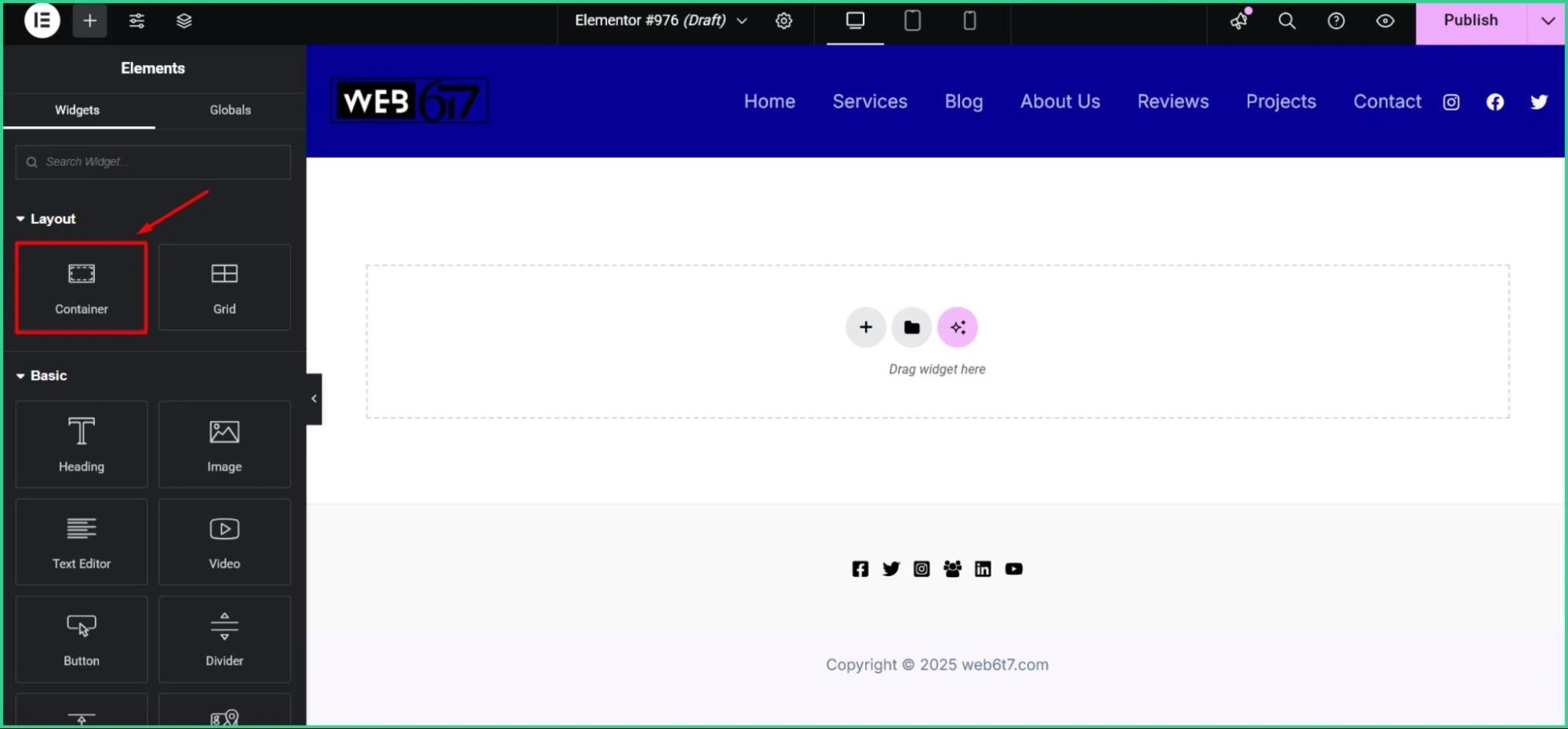Elementor Container Widget