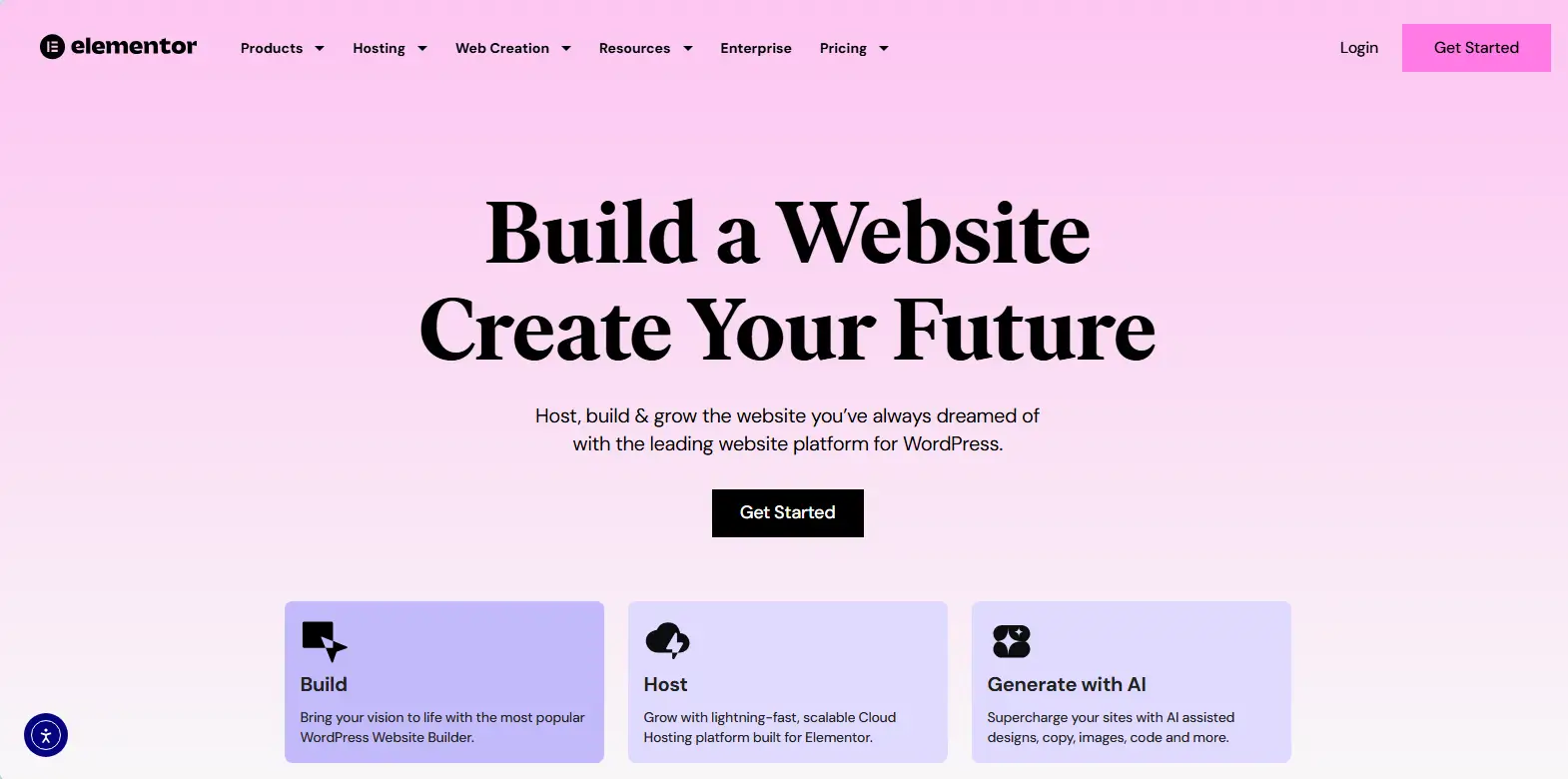 Elementor page builder homepage