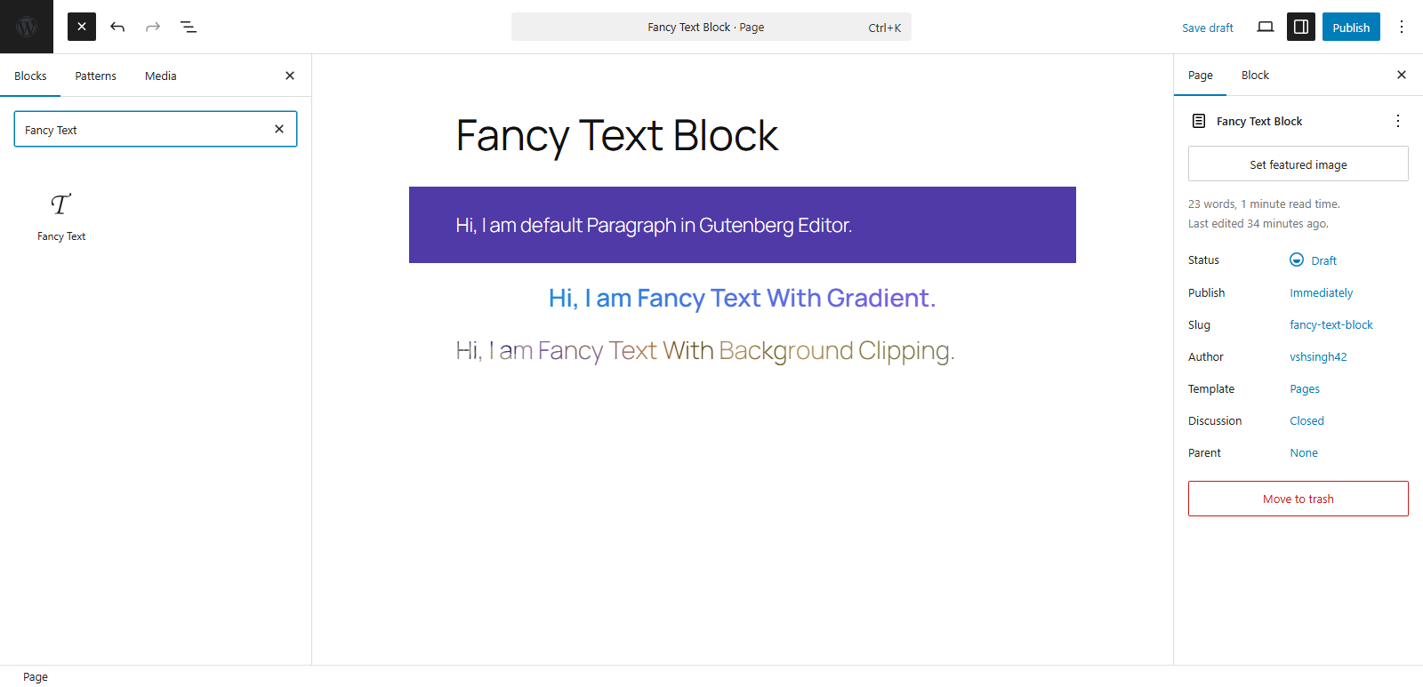 Fancy text block example