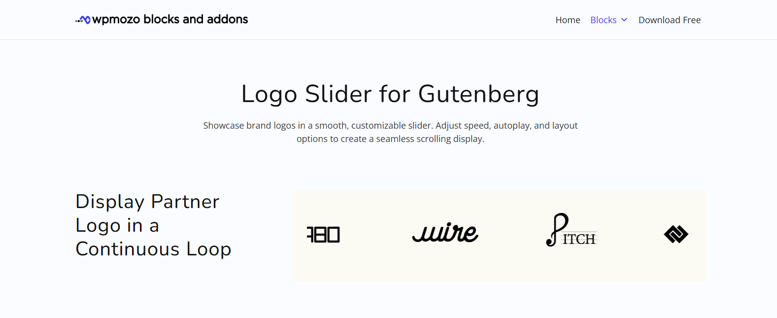 Logo slider on a WordPress page