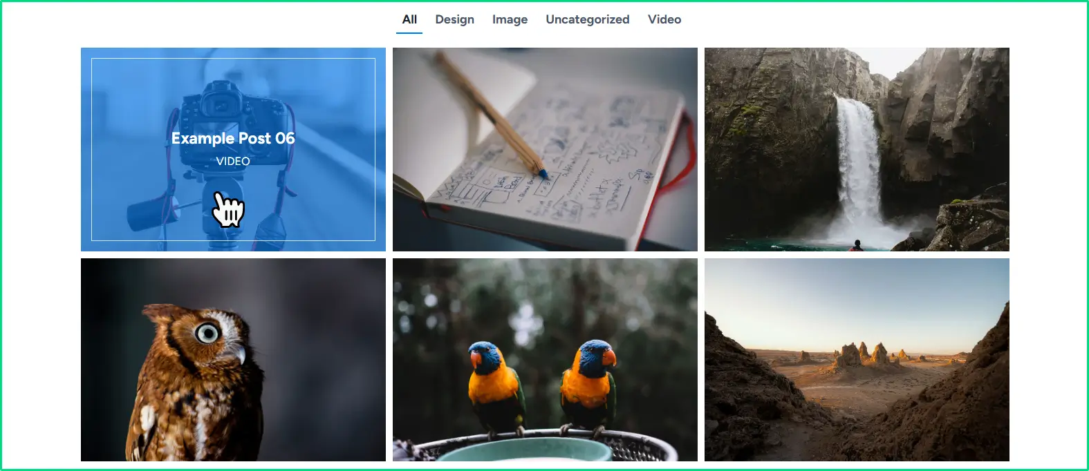 Portfolio/Grid block examples.