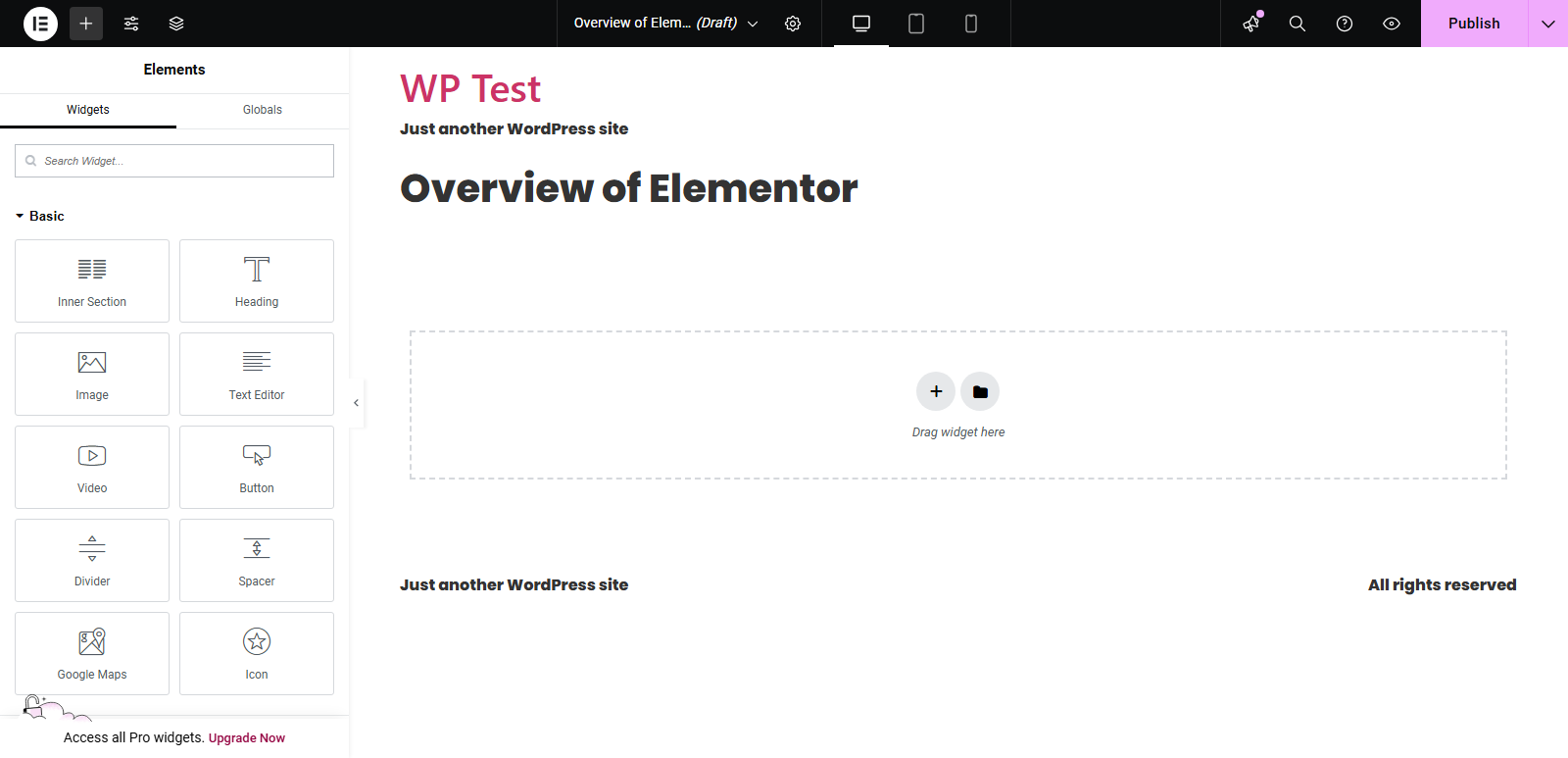 WordPress editor inside