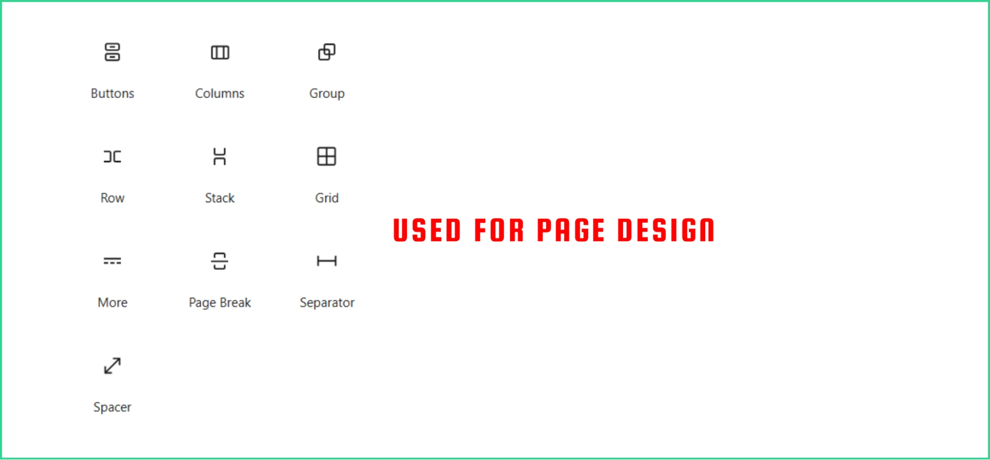 Showcase of Design blocks in Gutenberg editor