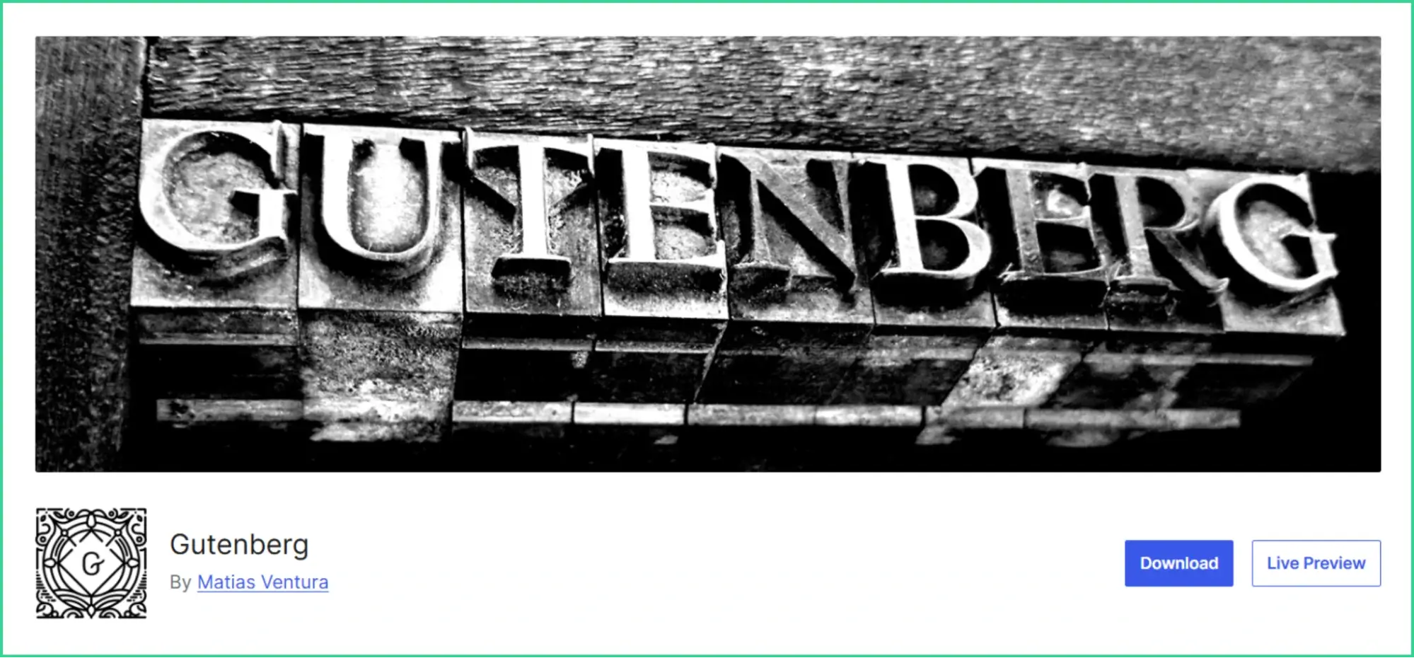Gutenberg editor in the WordPress org.
