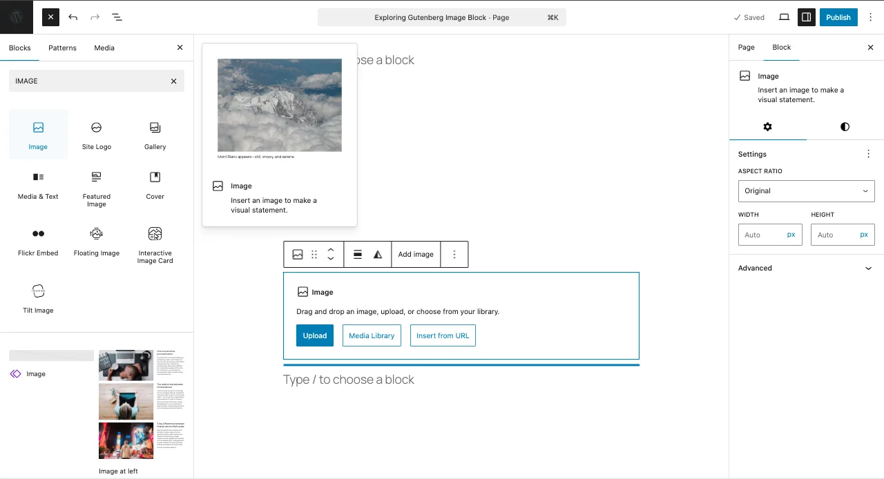 Showcase of the native image Gutenberg block