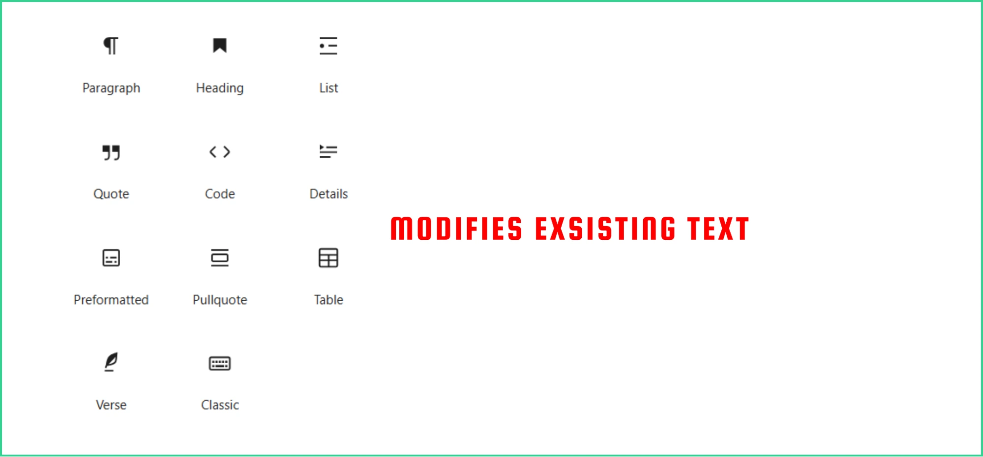 Showcase of Text blocks in Gutenberg editor