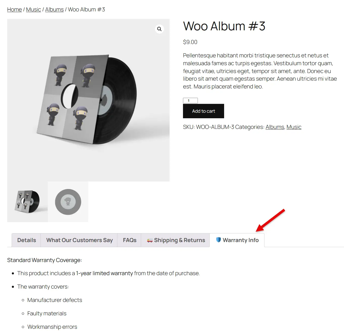 Warranty Info Tab for Woo Products.