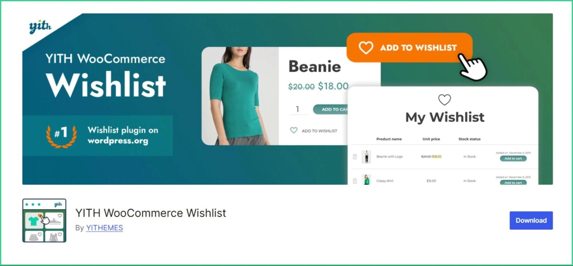 YITH WooCommerce Wishlist plugin.