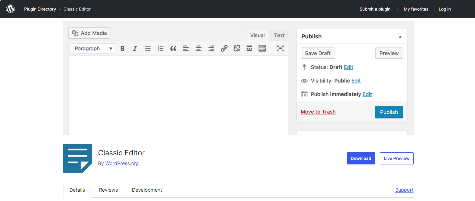 Classic Editor plugin for WordPress at WordPress.org.