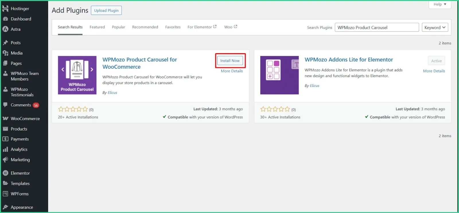 Steps to install the WPMozo Product Carousel for WooCommerce plugin.