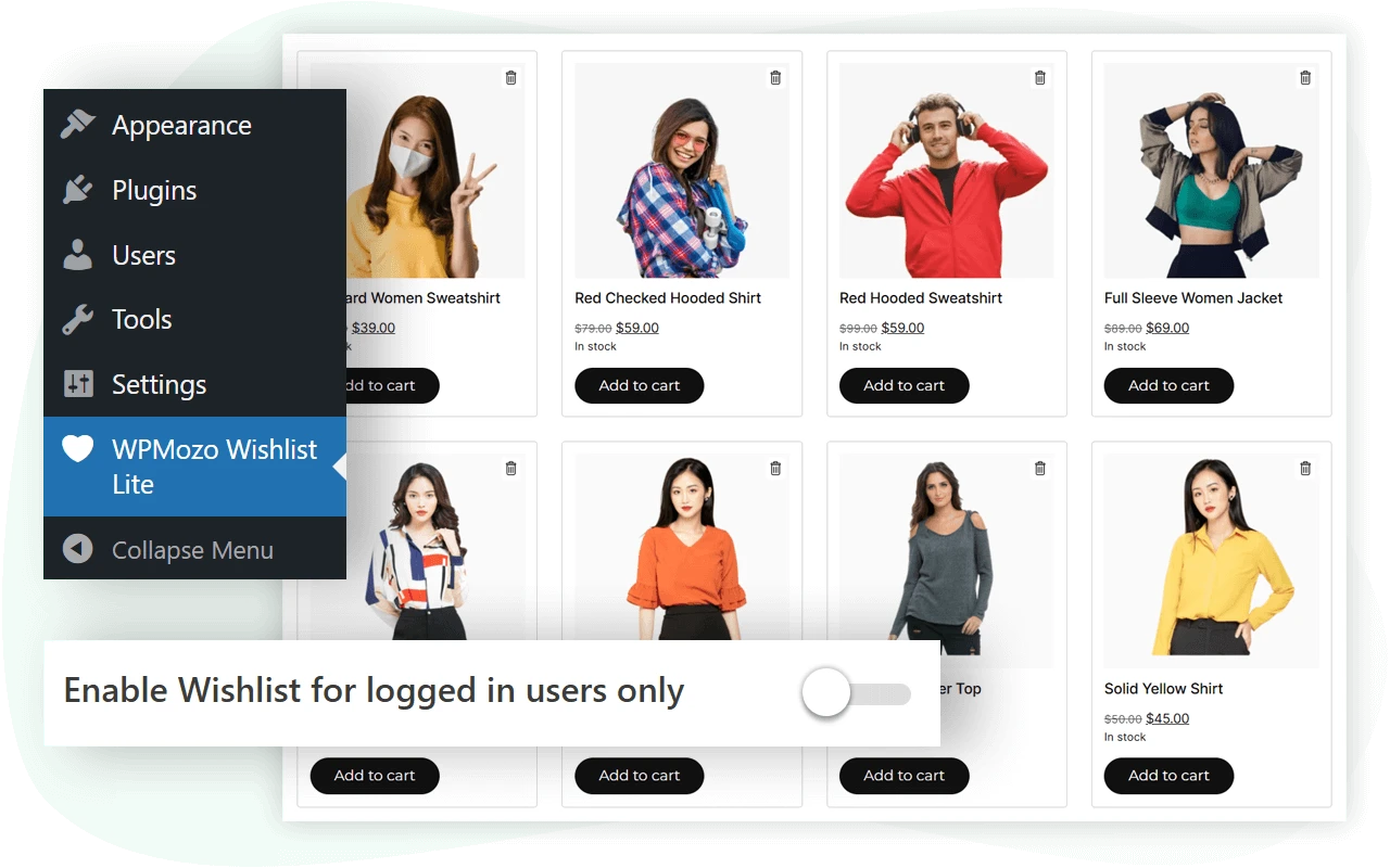 Wishlist lite for logged in users
