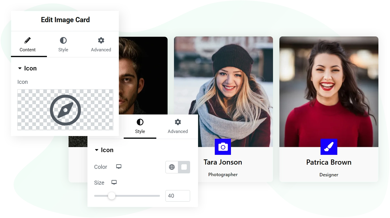Show custom icons on the image cards