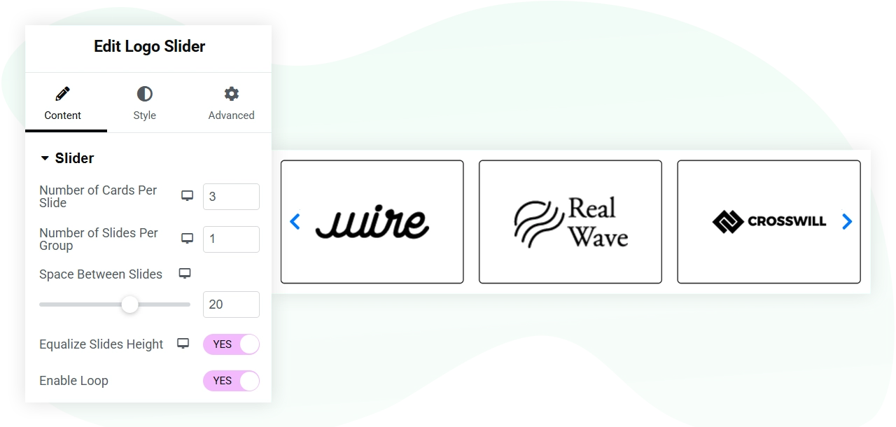 Elementor logo slider widget