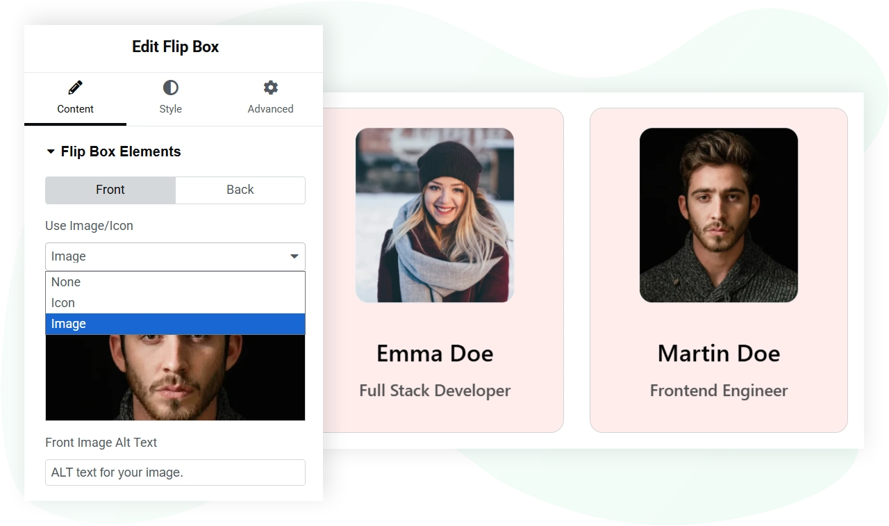 Flip box with icon