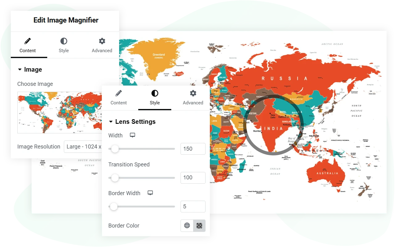 Elementor image magnifier widget