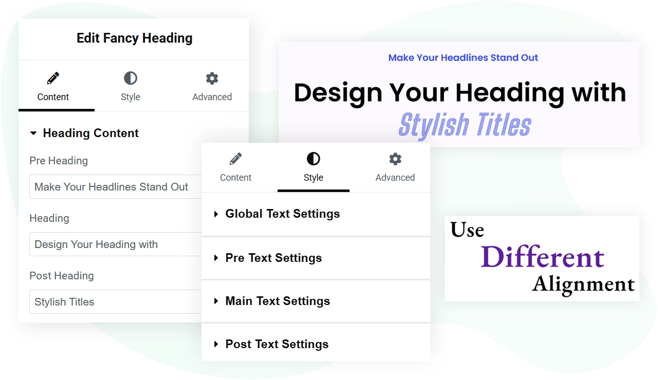 Separate heading styling options for ease