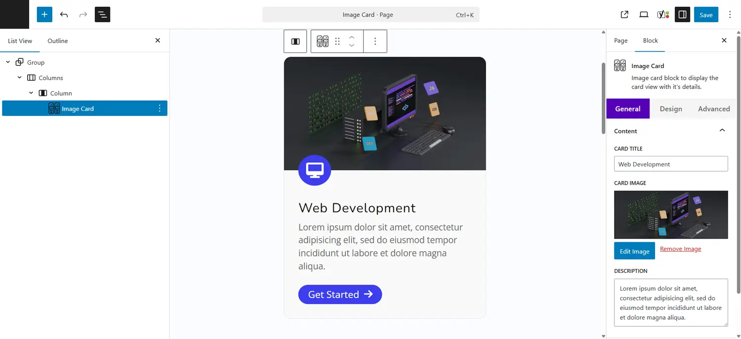 WPMozo image card block