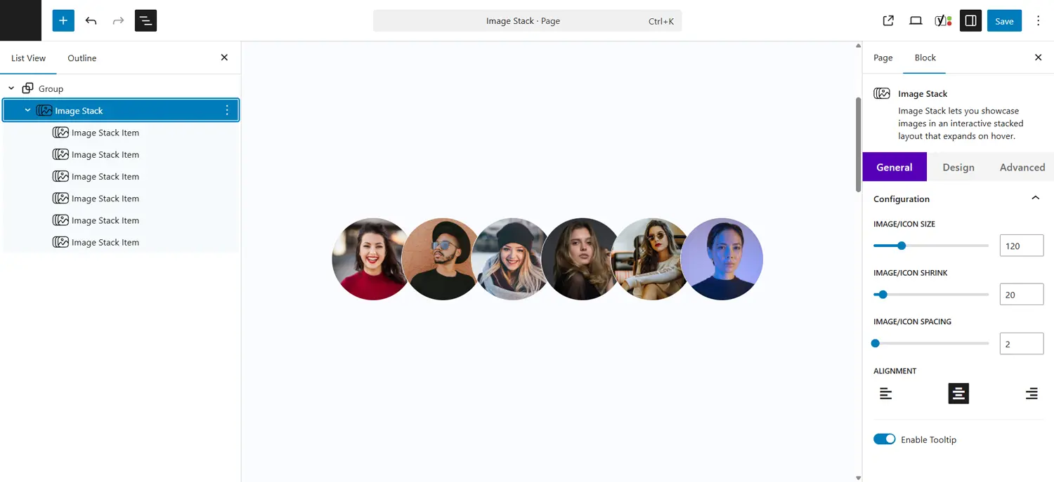 WPMozo image stack block
