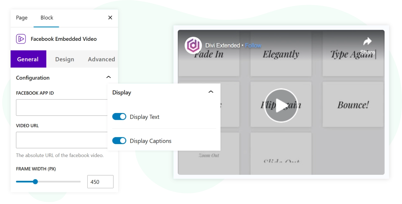 Elementor Facebook embedded video