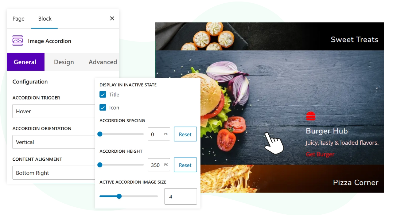Elementor image accordion