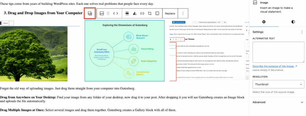 Gutenberg Image block and its basic settings