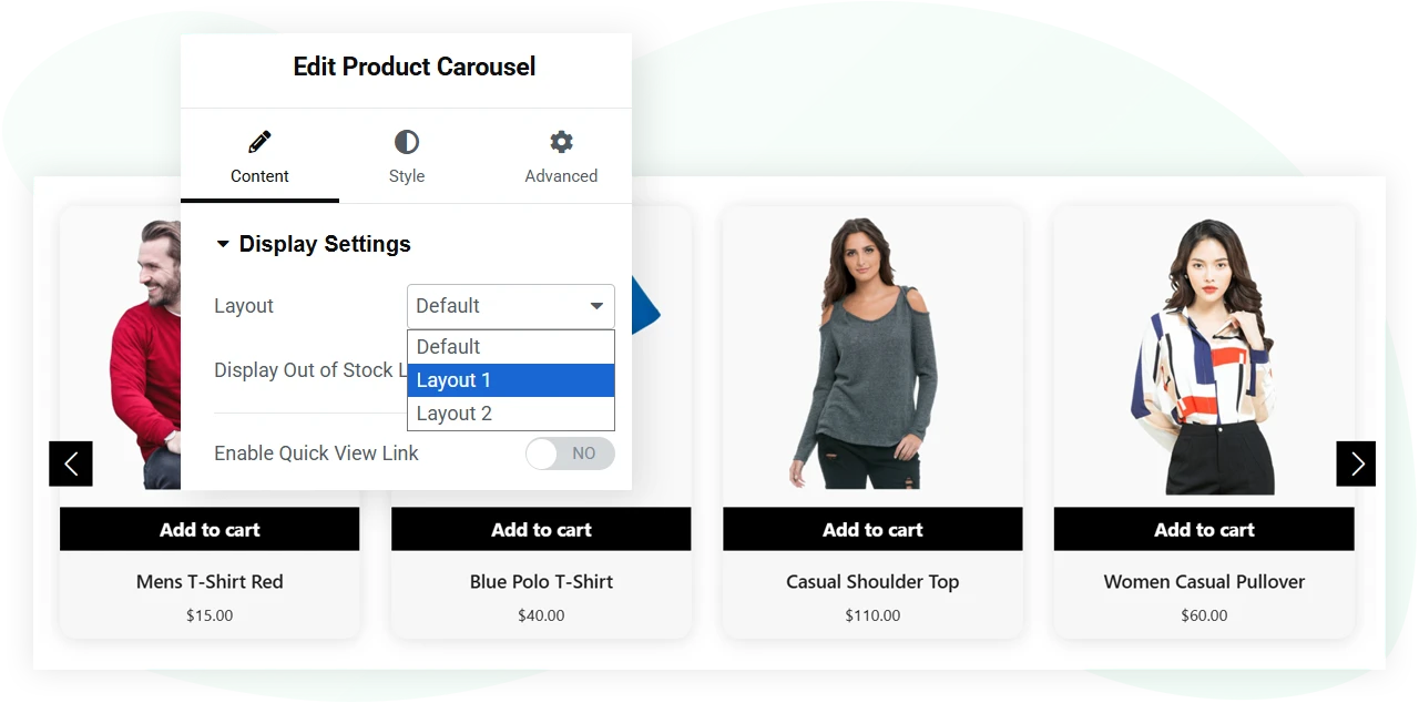 Elementor Products Carousel With 8 Columns
