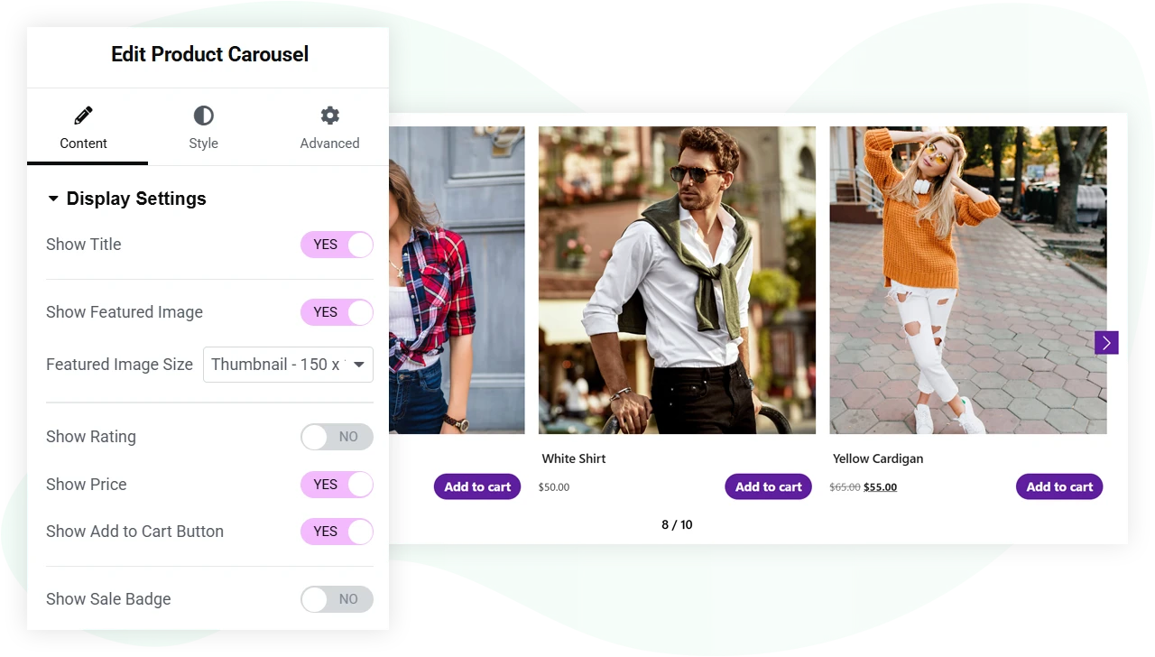 Show/hide product elements in Elementor product carousel
