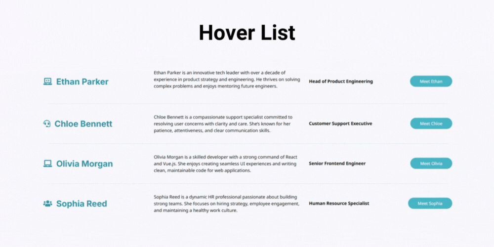Hover List