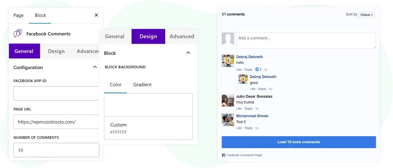 WPMozo Facebook comments