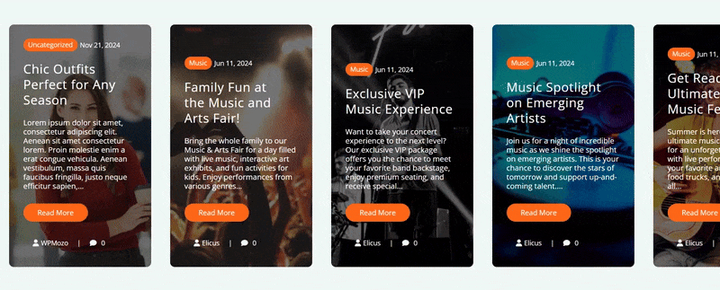 WPMozo horizontal scrolling posts