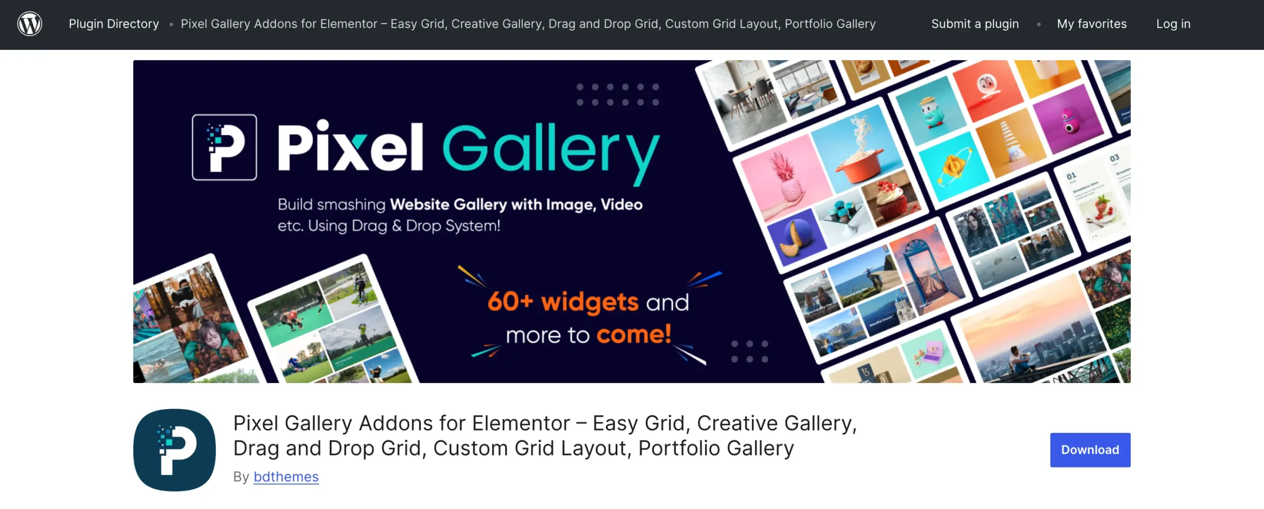 The Pixel Gallery plugin for WordPress.